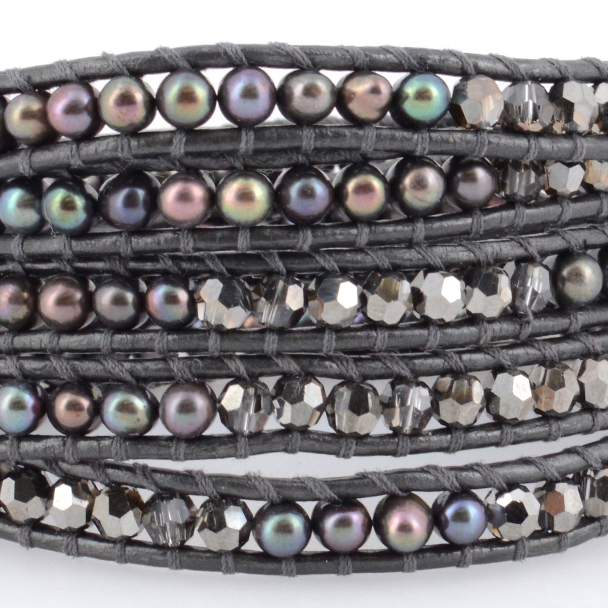 チャンルー CHAN LUU BS-4195 P BLU MIX/GML 5ラップブレスレット パール スワロフスキークリスタル ミックス