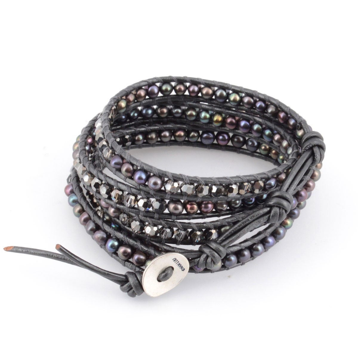 チャンルー CHAN LUU BS-4195 P BLU MIX/GML 5ラップブレスレット パール スワロフスキークリスタル ミックス