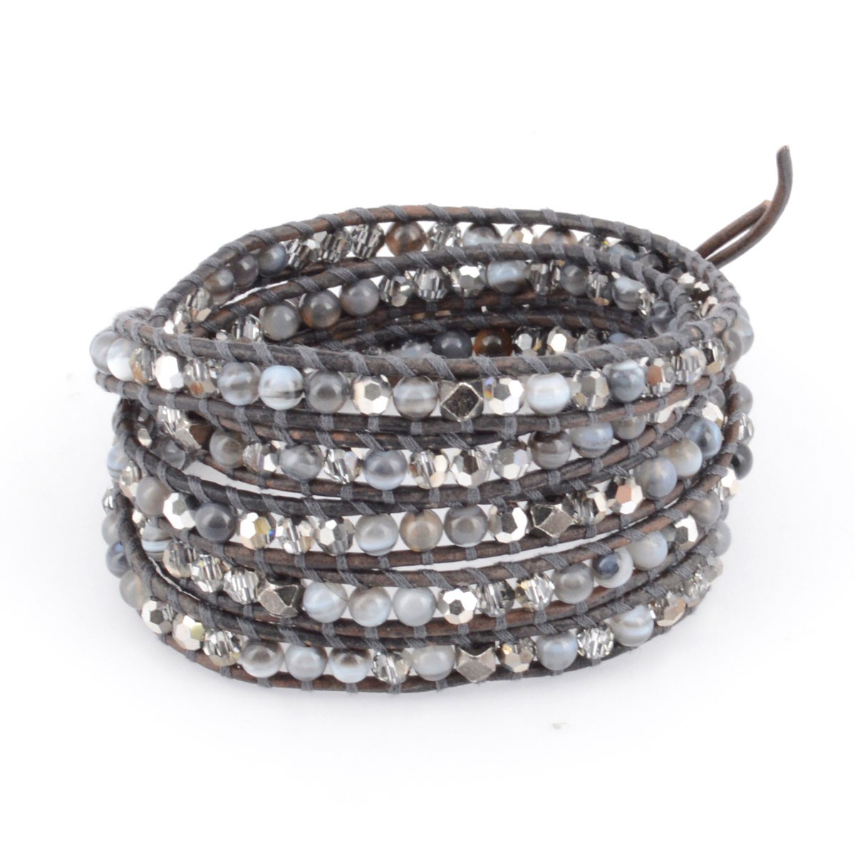 チャンルー CHAN LUU BS-4550 GRY BAGT MIX 5ラップブレスレット グレーミックス スワロフスキークリスタル