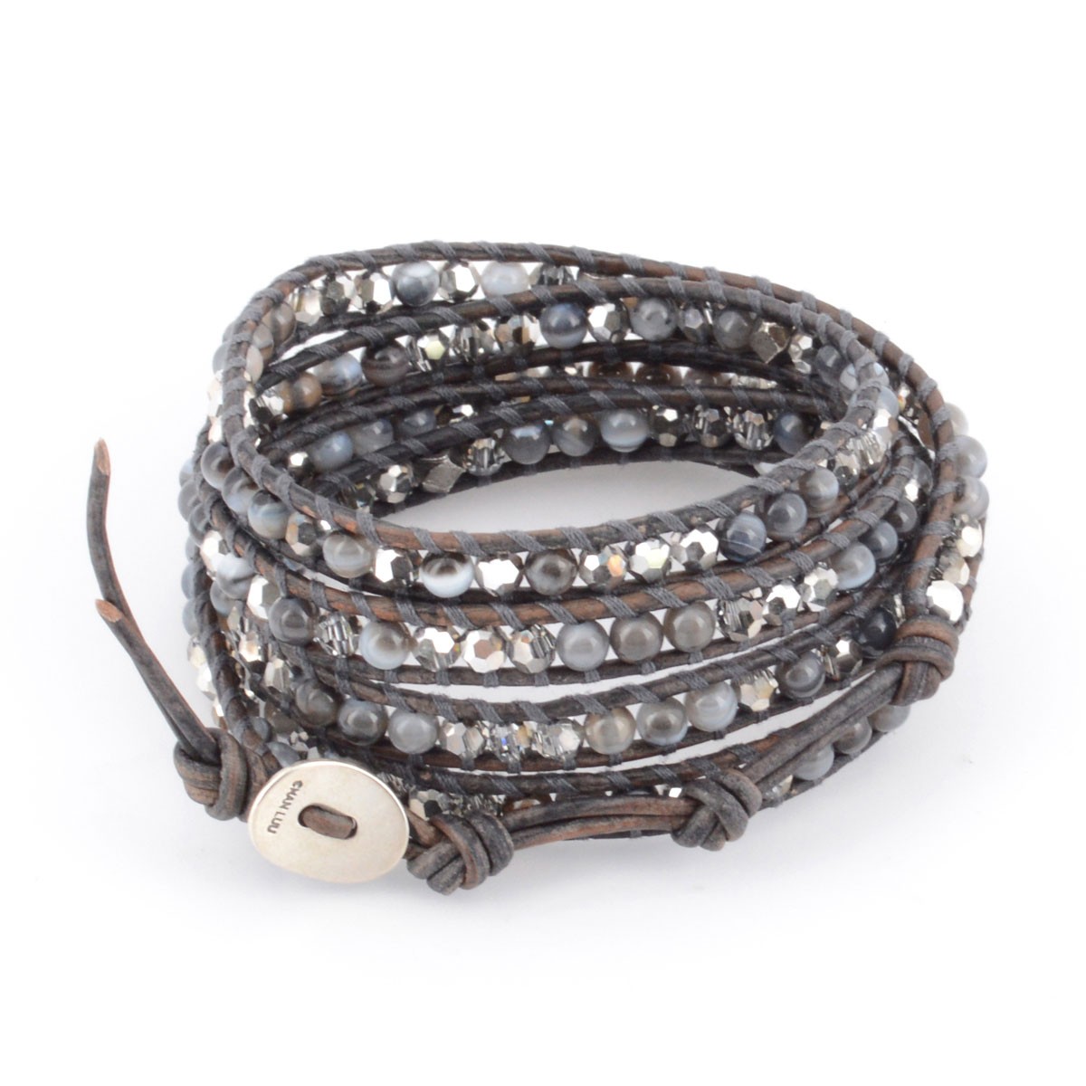 チャンルー CHAN LUU BS-4550 GRY BAGT MIX 5ラップブレスレット グレーミックス スワロフスキークリスタル