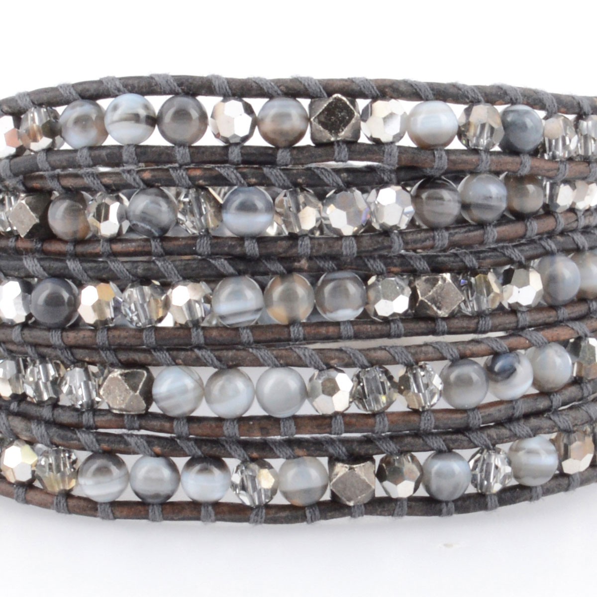 チャンルー CHAN LUU BS-4550 GRY BAGT MIX 5ラップブレスレット グレーミックス スワロフスキークリスタル