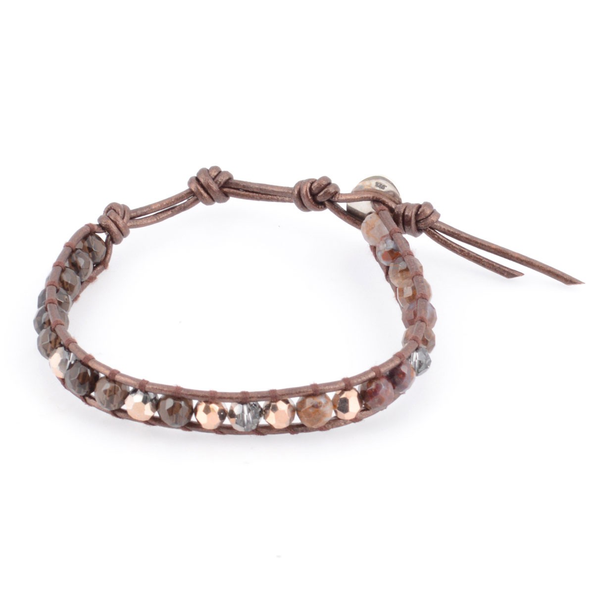 チャンルー CHAN LUU BS-4592 SMO MIX １ラップブレスレット ブラウンストーン ミックス　スワロフスキークリスタル