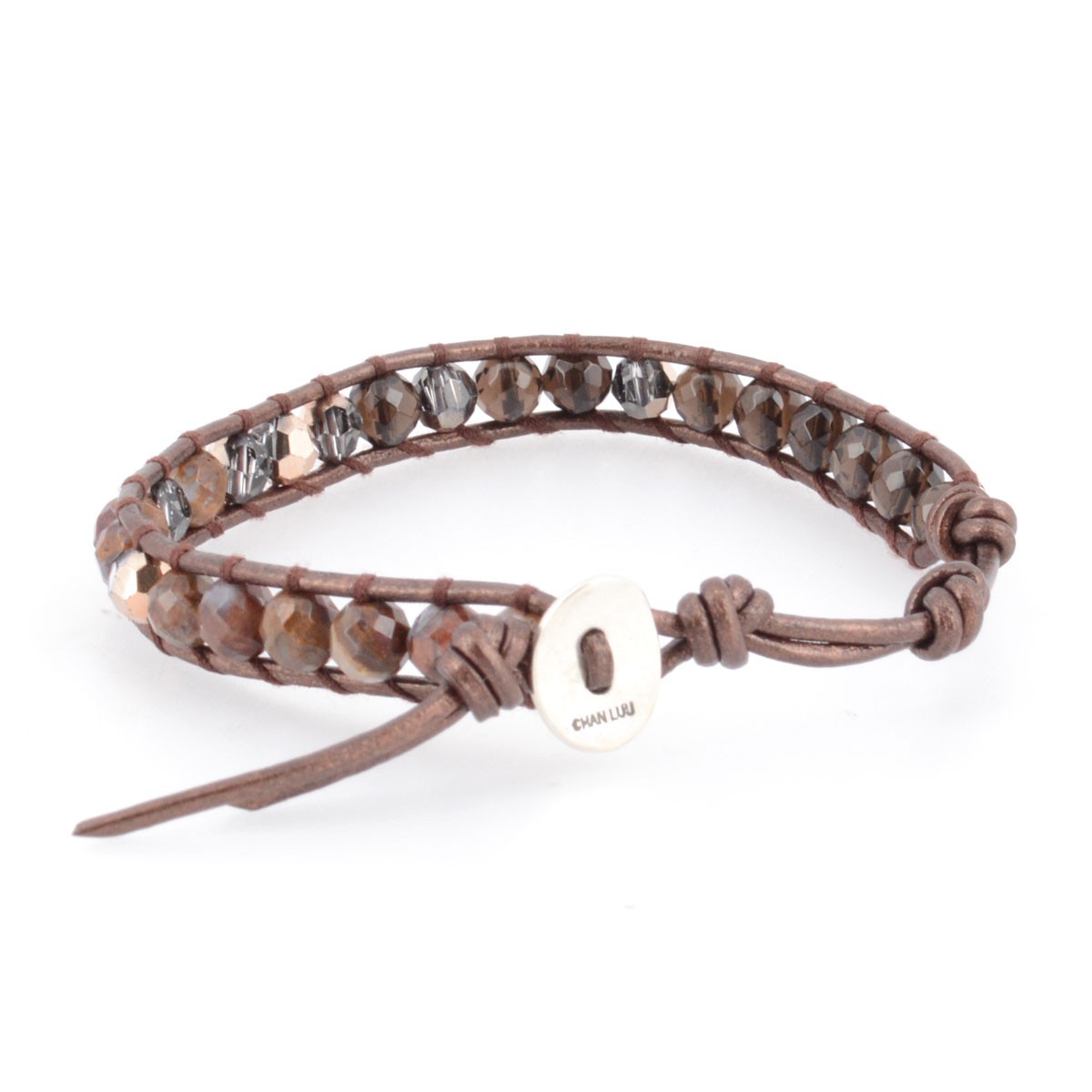 チャンルー CHAN LUU BS-4592 SMO MIX １ラップブレスレット ブラウンストーン ミックス　スワロフスキークリスタル