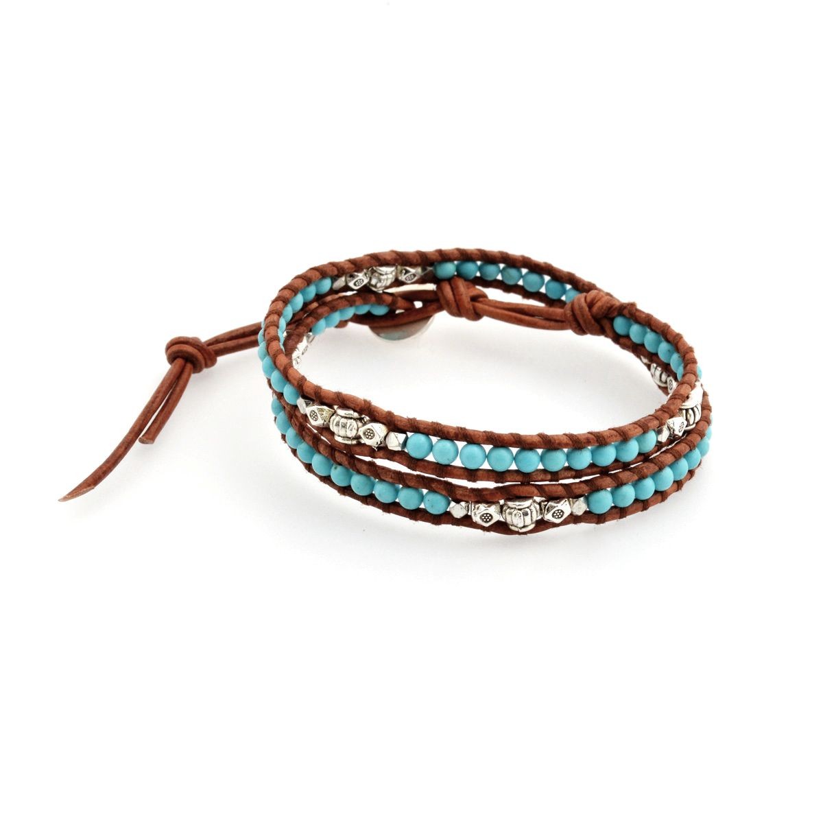チャンルー CHAN LUU BSZ-4816 TQ/N BRW 2連ラップ ブレスレット ターコイズ/メタルビーズ