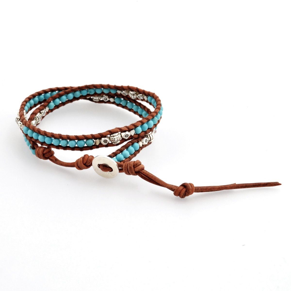 チャンルー CHAN LUU BSZ-4816 TQ/N BRW 2連ラップ ブレスレット ターコイズ/メタルビーズ