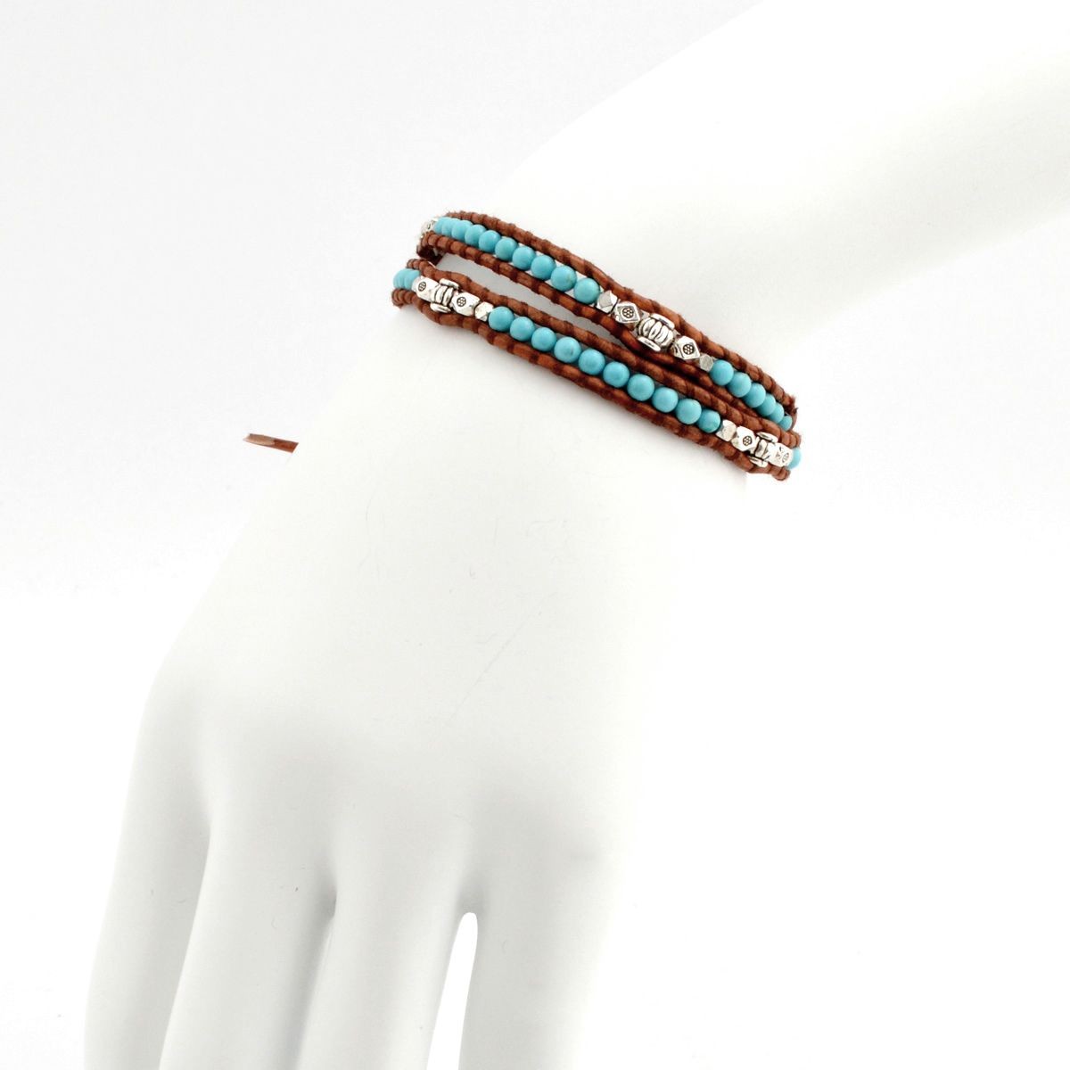 チャンルー CHAN LUU BSZ-4816 TQ/N BRW 2連ラップ ブレスレット ターコイズ/メタルビーズ