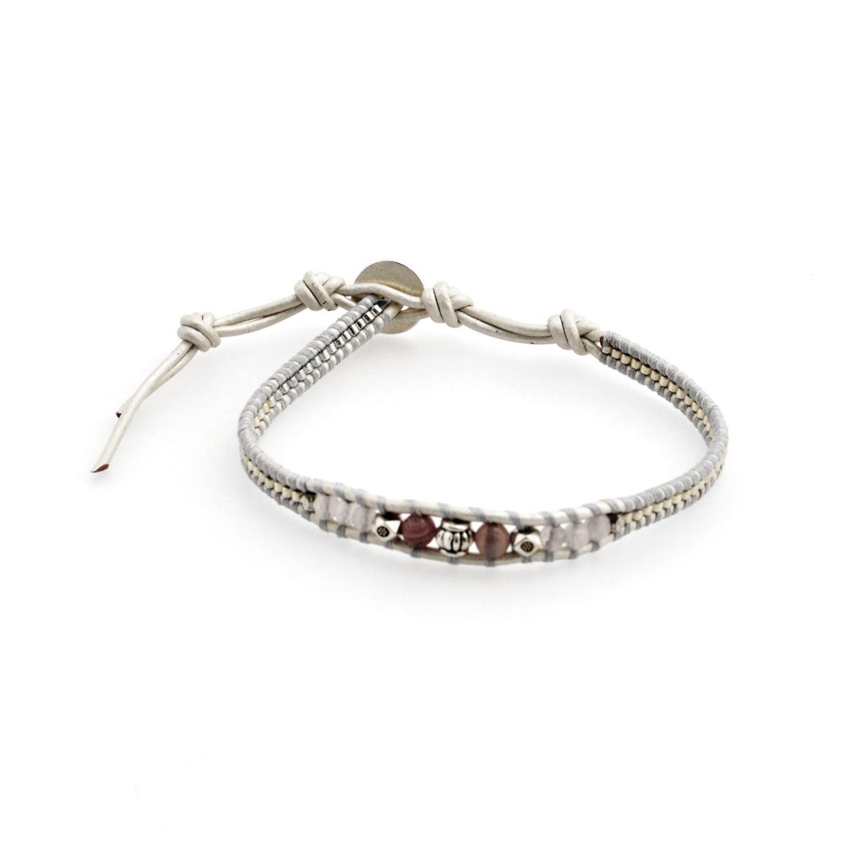 チャンルー CHAN LUU BSZ-4817 GRY MIX/PRL １連ラップ ブレスレット ボツワナアゲート/メタルシルバービーズ グレーミックス