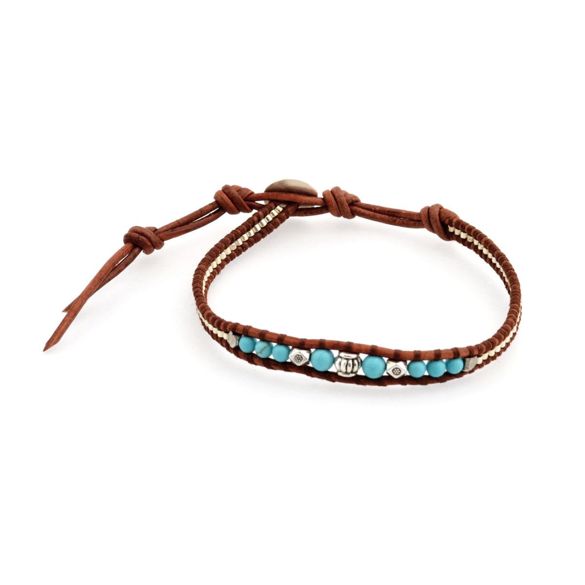 チャンルー CHAN LUU BSZ-4817 TQ MIX/N BRW １連ラップ ブレスレット マグネサイトターコイズ/メタルシルバービーズ ミックス