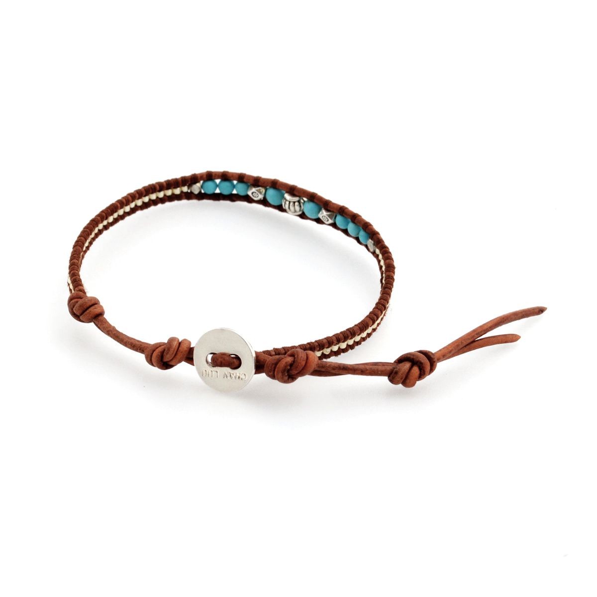 チャンルー CHAN LUU BSZ-4817 TQ MIX/N BRW １連ラップ ブレスレット マグネサイトターコイズ/メタルシルバービーズ ミックス