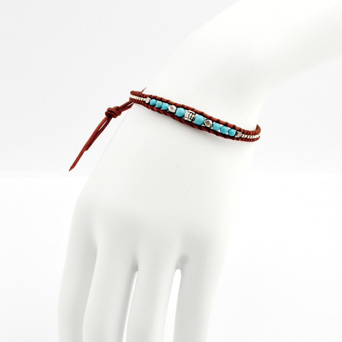 チャンルー CHAN LUU BSZ-4817 TQ MIX/N BRW １連ラップ ブレスレット マグネサイトターコイズ/メタルシルバービーズ ミックス