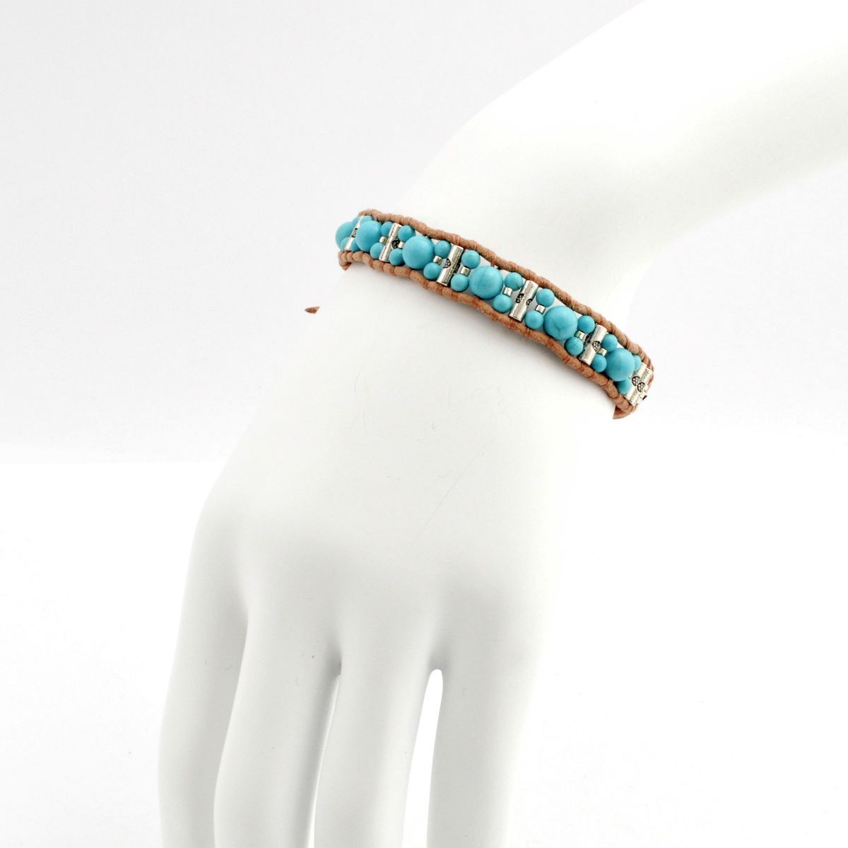 チャンルー CHAN LUU BSZ-4859 TQ/BEG １連ラップ ブレスレット マグネサイトターコイズ/シードビーズ