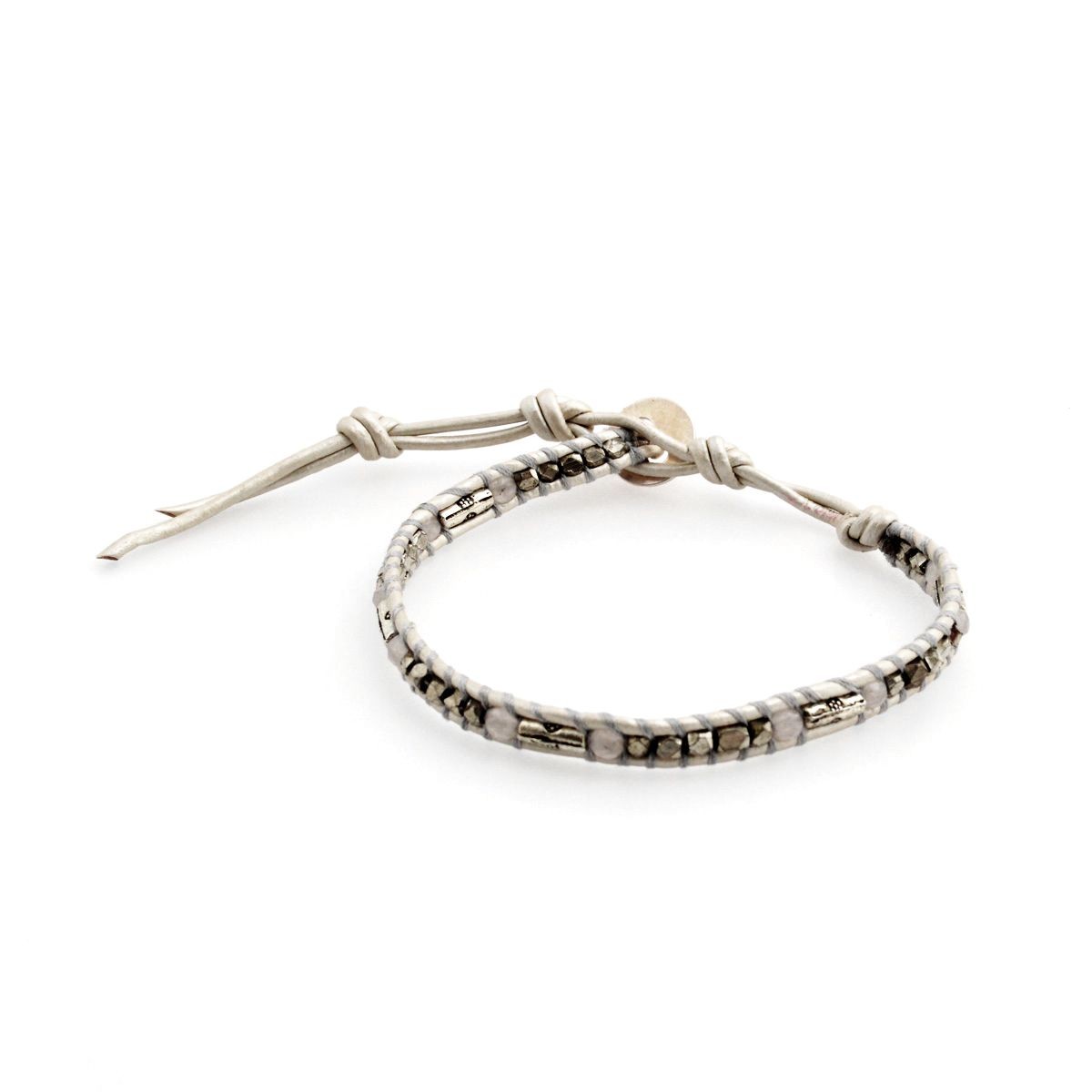 チャンルー CHAN LUU BSZ-4860 ASH GRY/PRL １ラップブレスレット ボツワナアゲート/メタルシルバービーズ アッシュグレーミックス