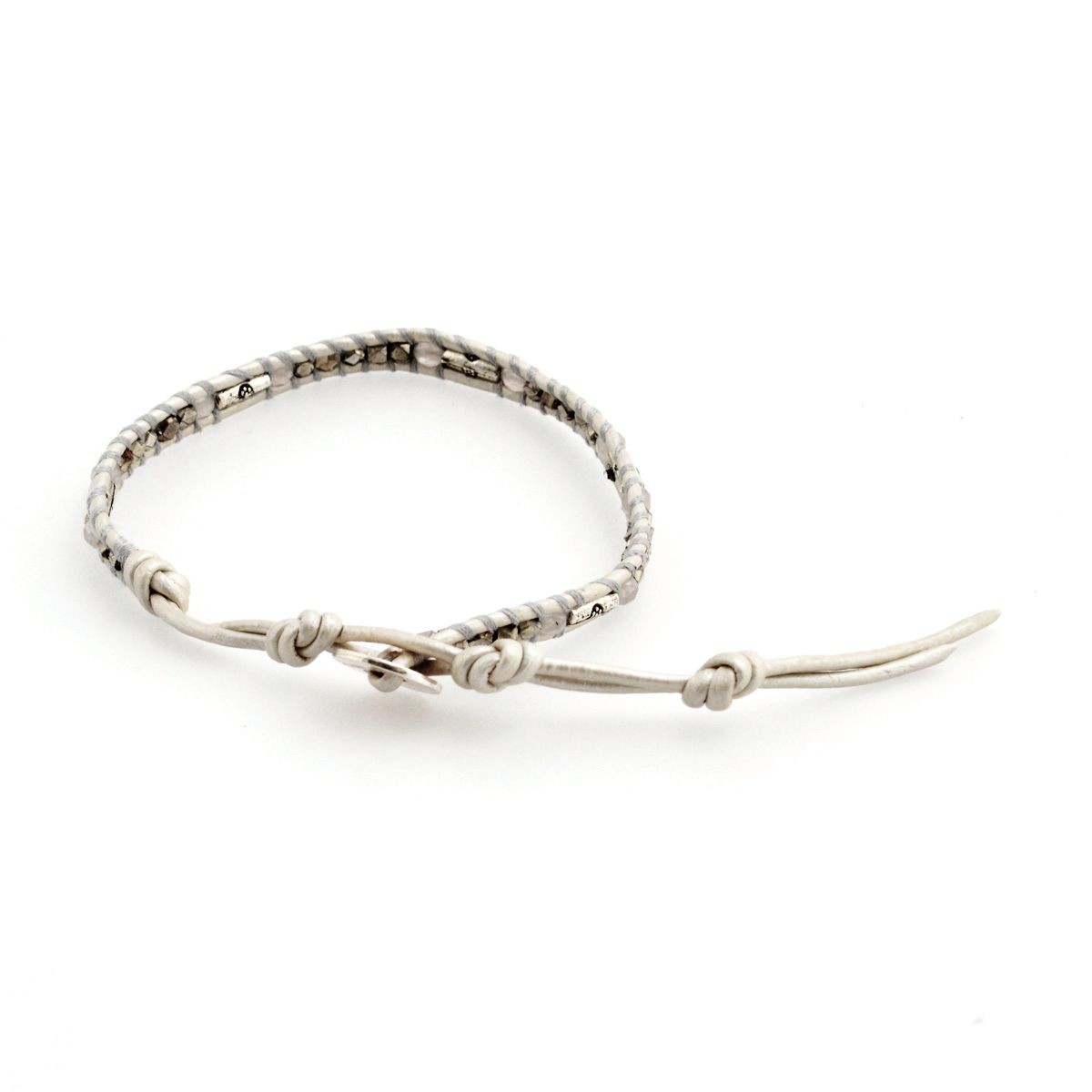 チャンルー CHAN LUU BSZ-4860 ASH GRY/PRL １ラップブレスレット ボツワナアゲート/メタルシルバービーズ アッシュグレーミックス