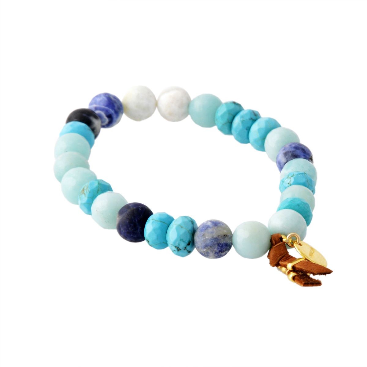 チャンルー CHAN LUU BG-5196 TQ MIX  レザータッセル付 ストレッチ ブレスレット