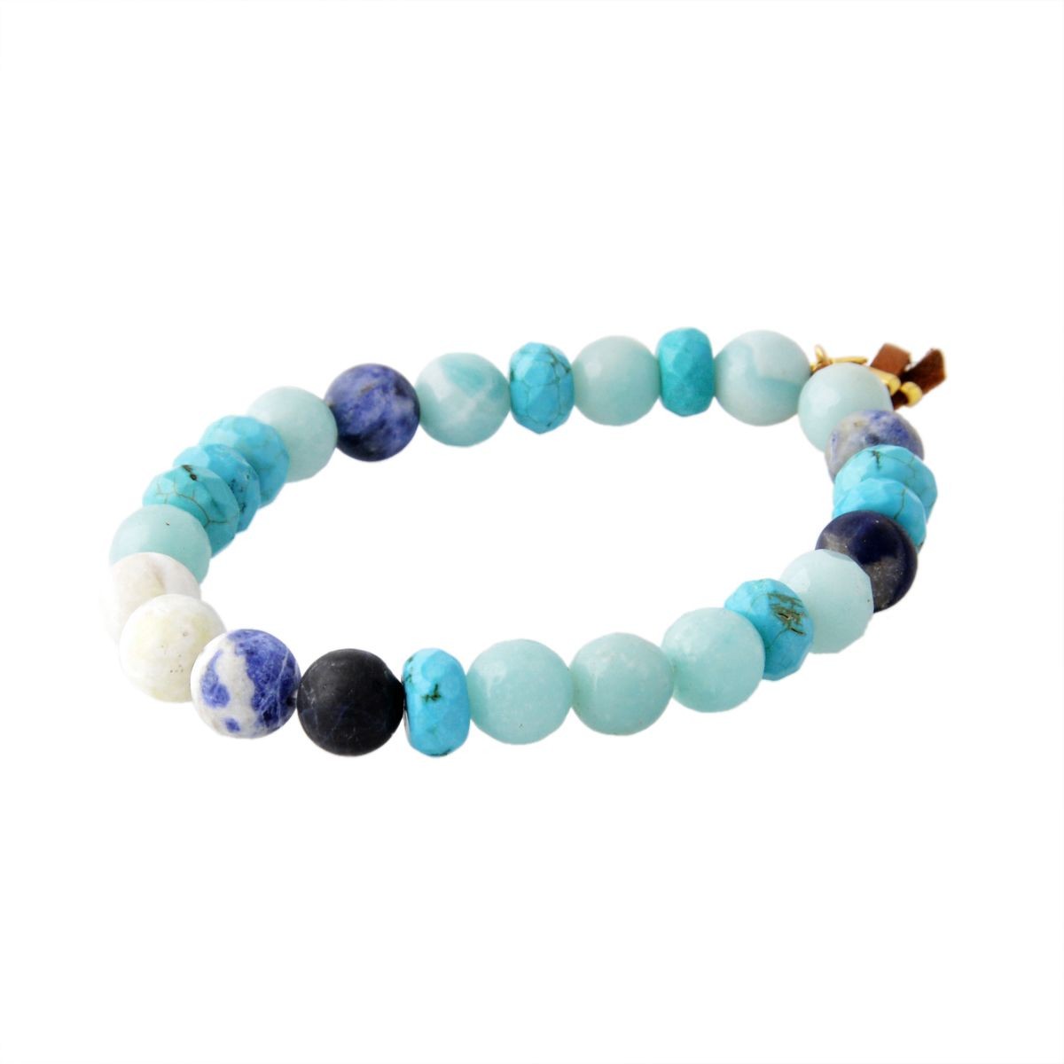 チャンルー CHAN LUU BG-5196 TQ MIX  レザータッセル付 ストレッチ ブレスレット