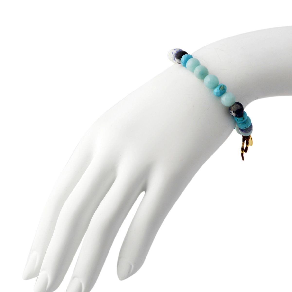 チャンルー CHAN LUU BG-5196 TQ MIX  レザータッセル付 ストレッチ ブレスレット