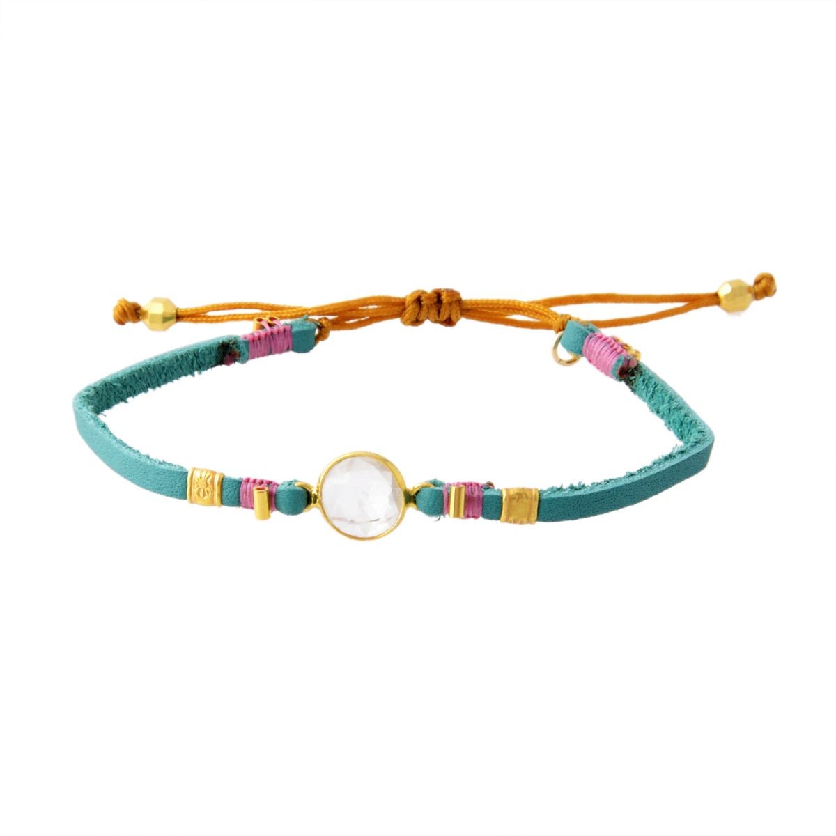 チャンルー CHAN LUU BG-5214 CLR QZ/PULLTIE  ストーン付 プルタイ レザー ブレスレット