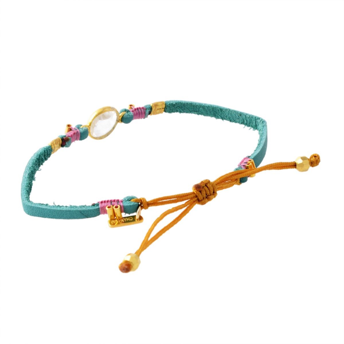 チャンルー CHAN LUU BG-5214 CLR QZ/PULLTIE  ストーン付 プルタイ レザー ブレスレット