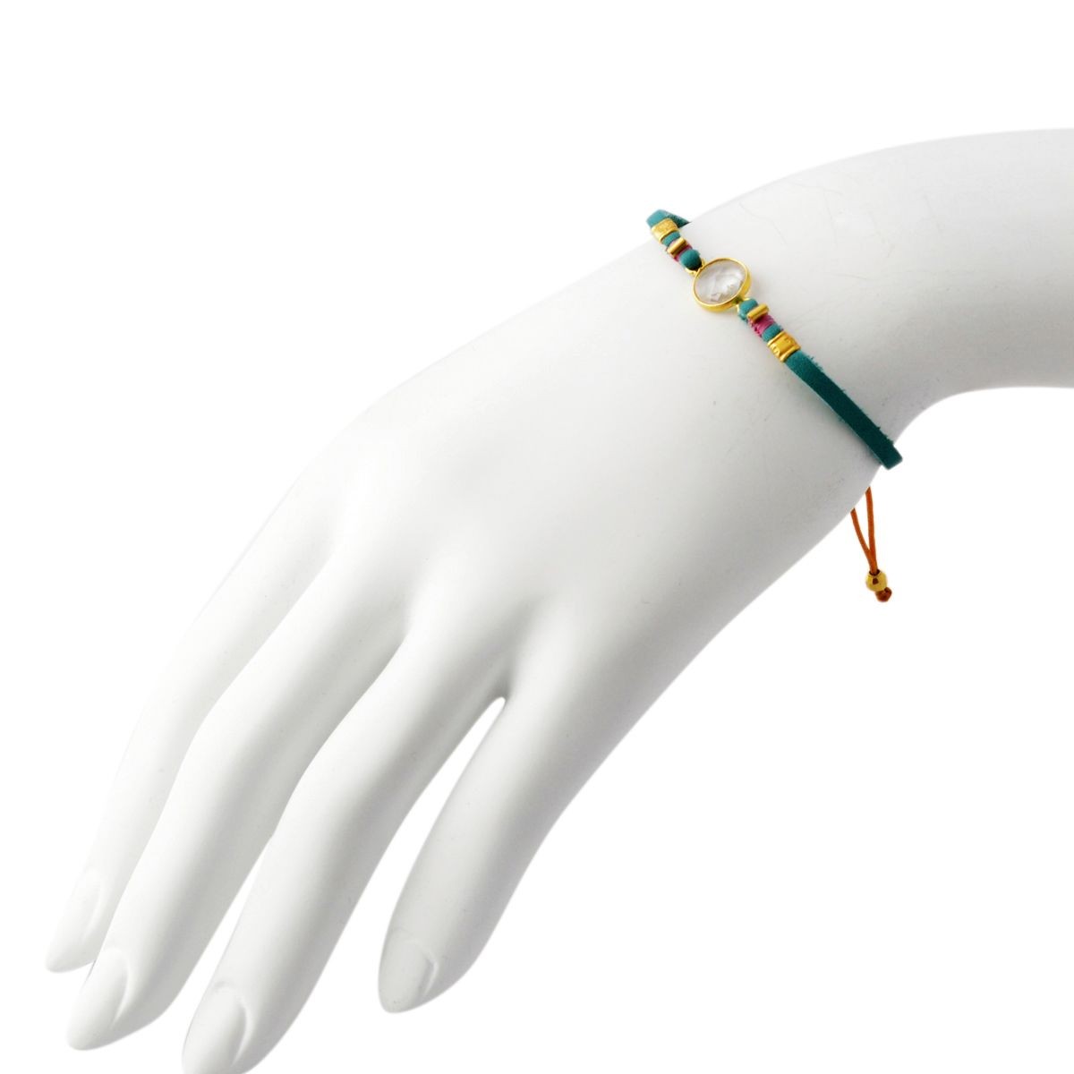 チャンルー CHAN LUU BG-5214 CLR QZ/PULLTIE  ストーン付 プルタイ レザー ブレスレット