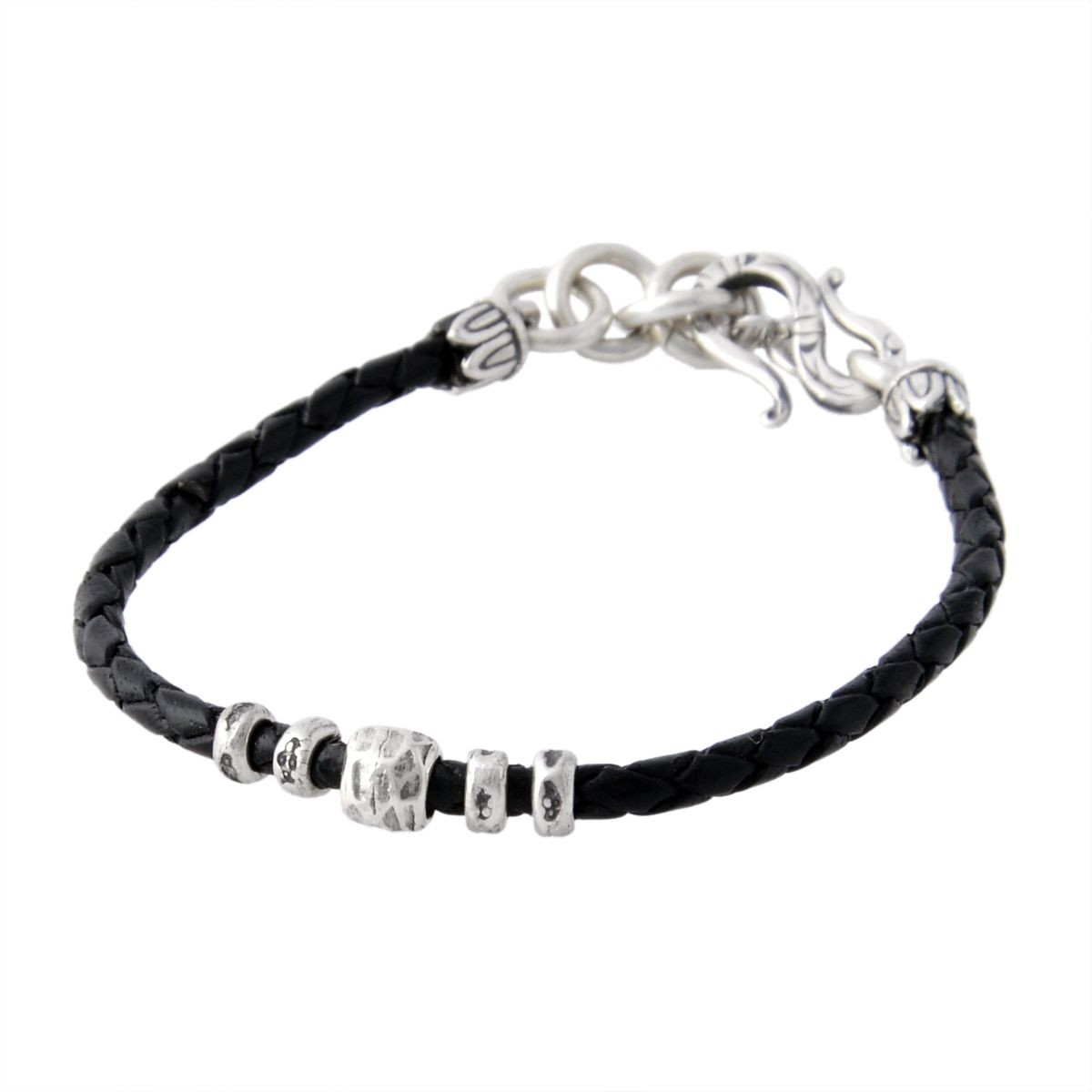 チャンルー CHAN LUU BSM-1664 BK シルバービーズ メンズ 編み込みレザー ブレスレット