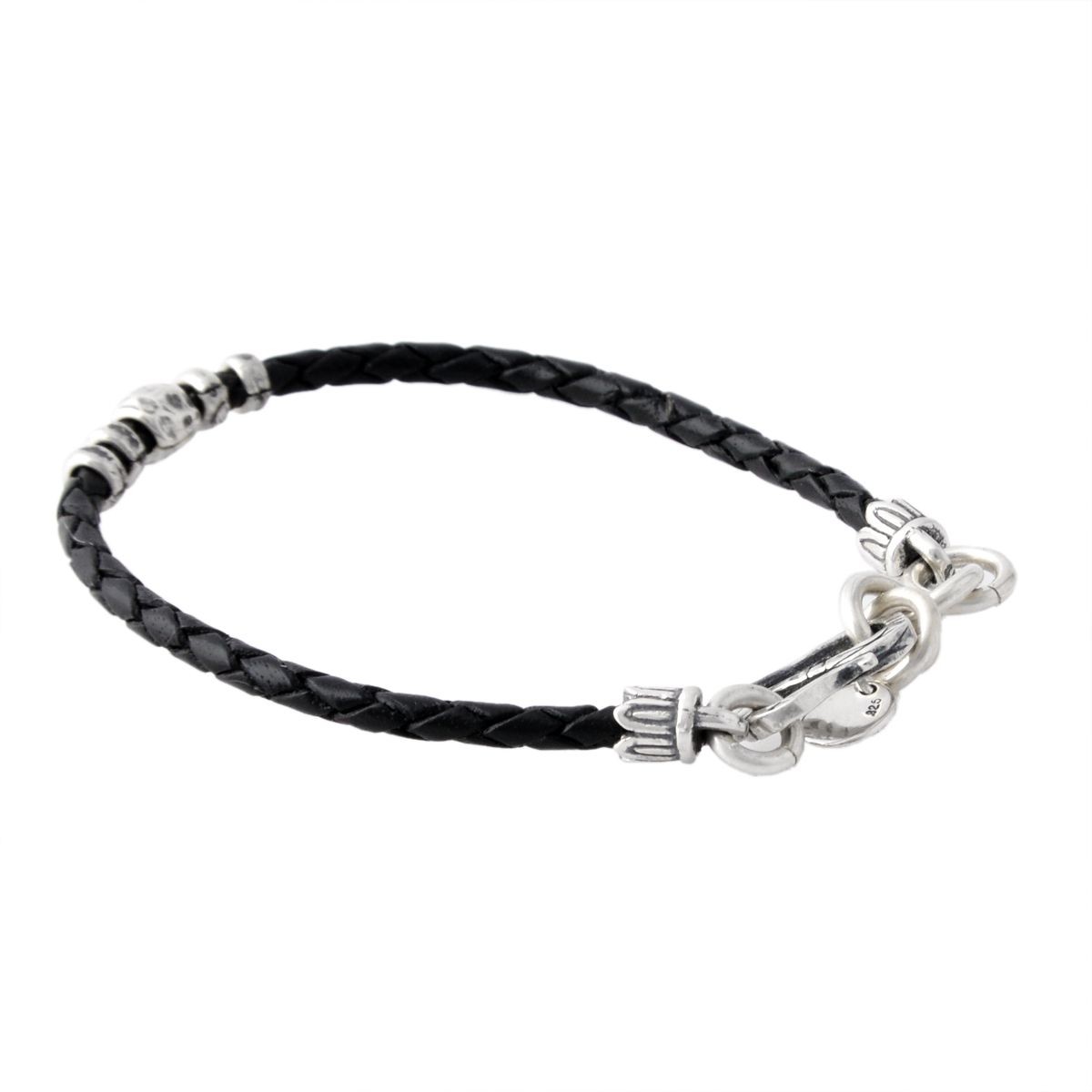 チャンルー CHAN LUU BSM-1664 BK シルバービーズ メンズ 編み込みレザー ブレスレット