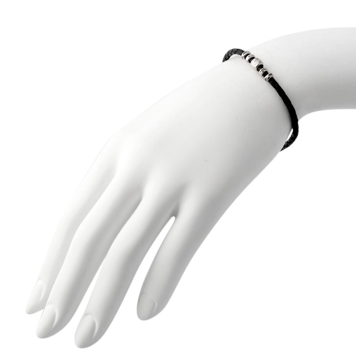 チャンルー CHAN LUU BSM-1664 BK シルバービーズ メンズ 編み込みレザー ブレスレット