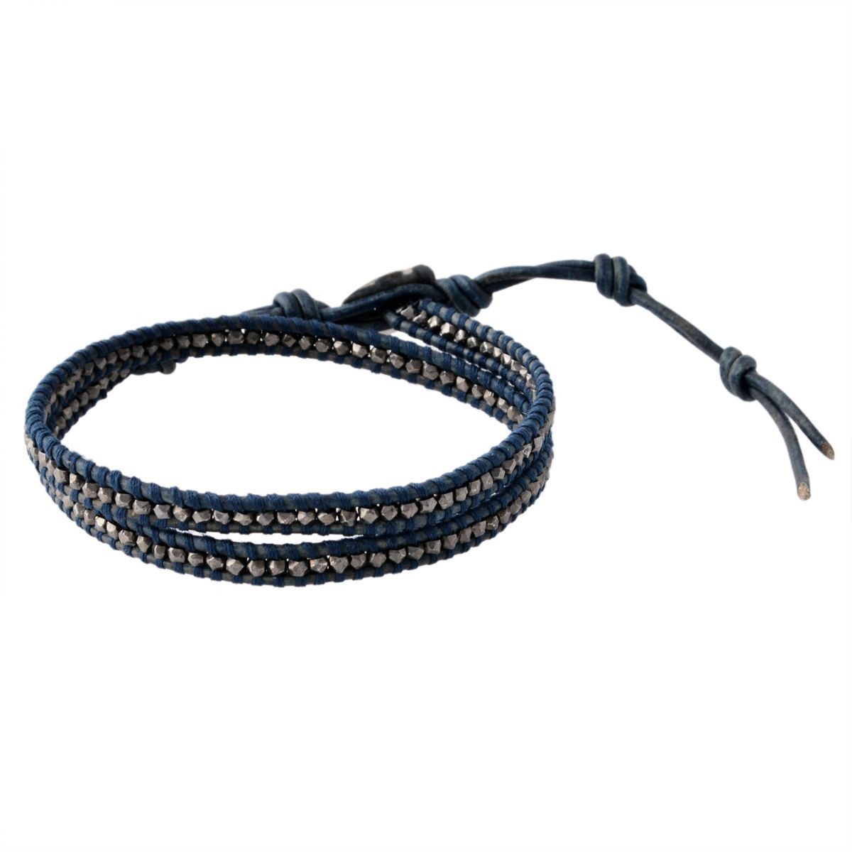 チャンルー CHAN LUU BSM-1667 GNM/BL ガンメタルナゲット メンズ 2連ラップ ブレスレット