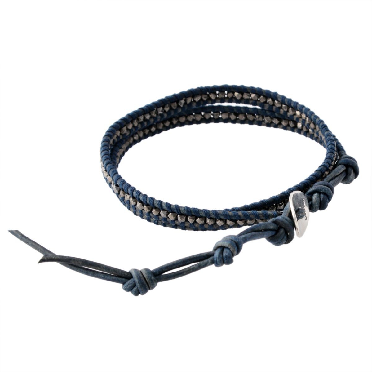 チャンルー CHAN LUU BSM-1667 GNM/BL ガンメタルナゲット メンズ 2連ラップ ブレスレット