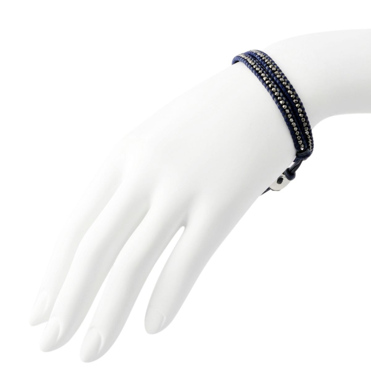 チャンルー CHAN LUU BSM-1667 GNM/BL ガンメタルナゲット メンズ 2連ラップ ブレスレット