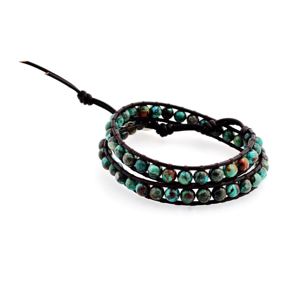 チャンルー CHAN LUU BSM-1652 CP TQ/N DK BRW メンズ 2連ラップ ブレスレット コンプレスドターコイズ