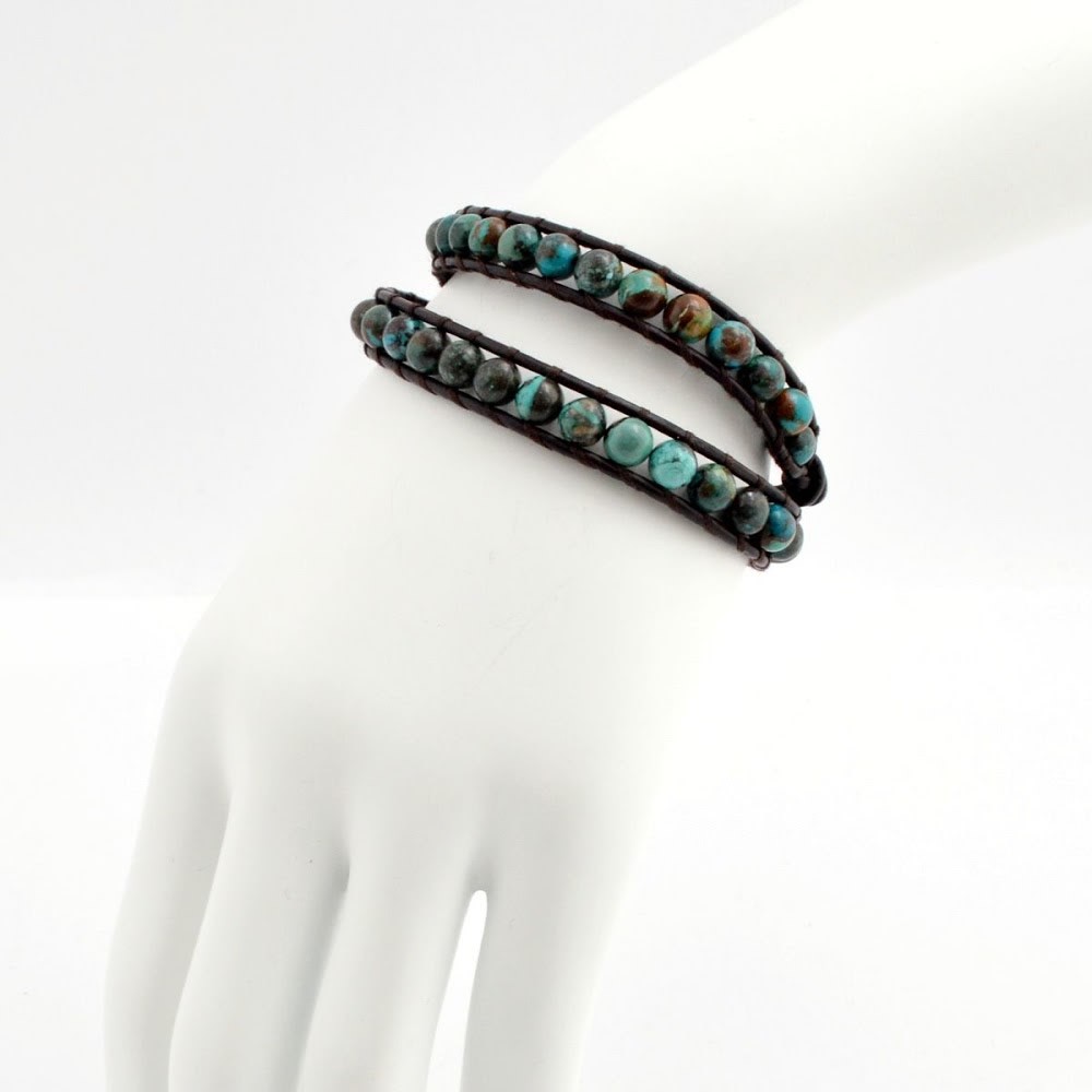 チャンルー CHAN LUU BSM-1652 CP TQ/N DK BRW メンズ 2連ラップ ブレスレット コンプレスドターコイズ