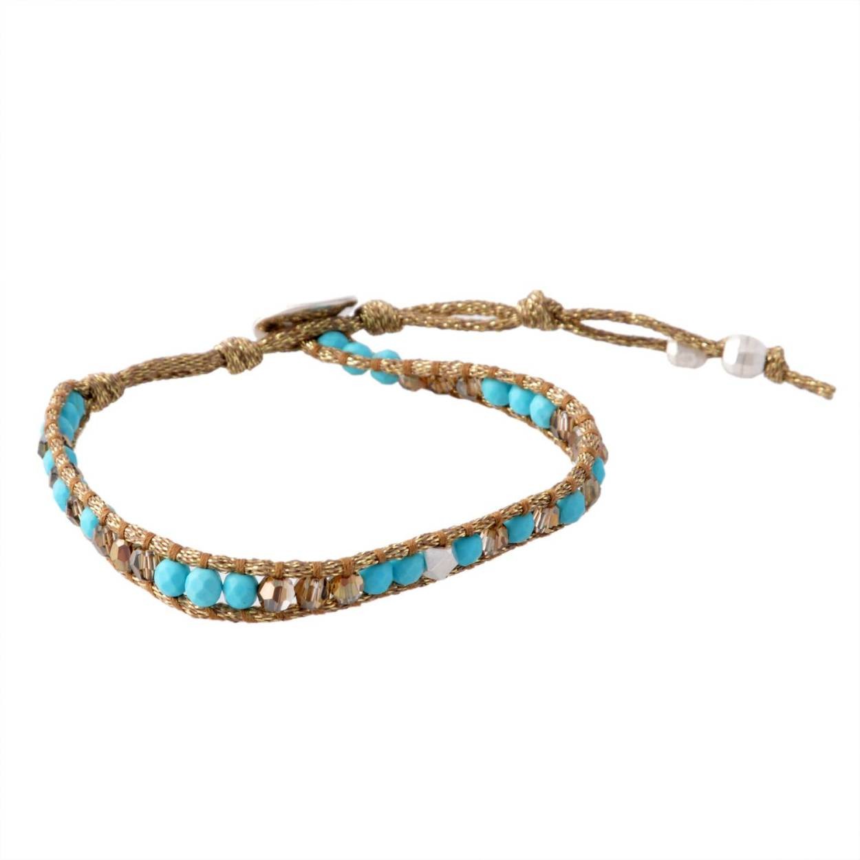 チャンルー CHAN LUU BS-5191 TQ MIX シルバー＆セミプレシャスストーン １連ラップ ブレスレット