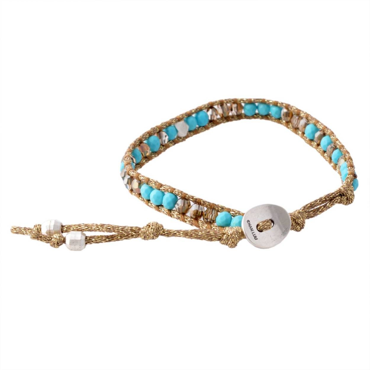 チャンルー CHAN LUU BS-5191 TQ MIX シルバー＆セミプレシャスストーン １連ラップ ブレスレット