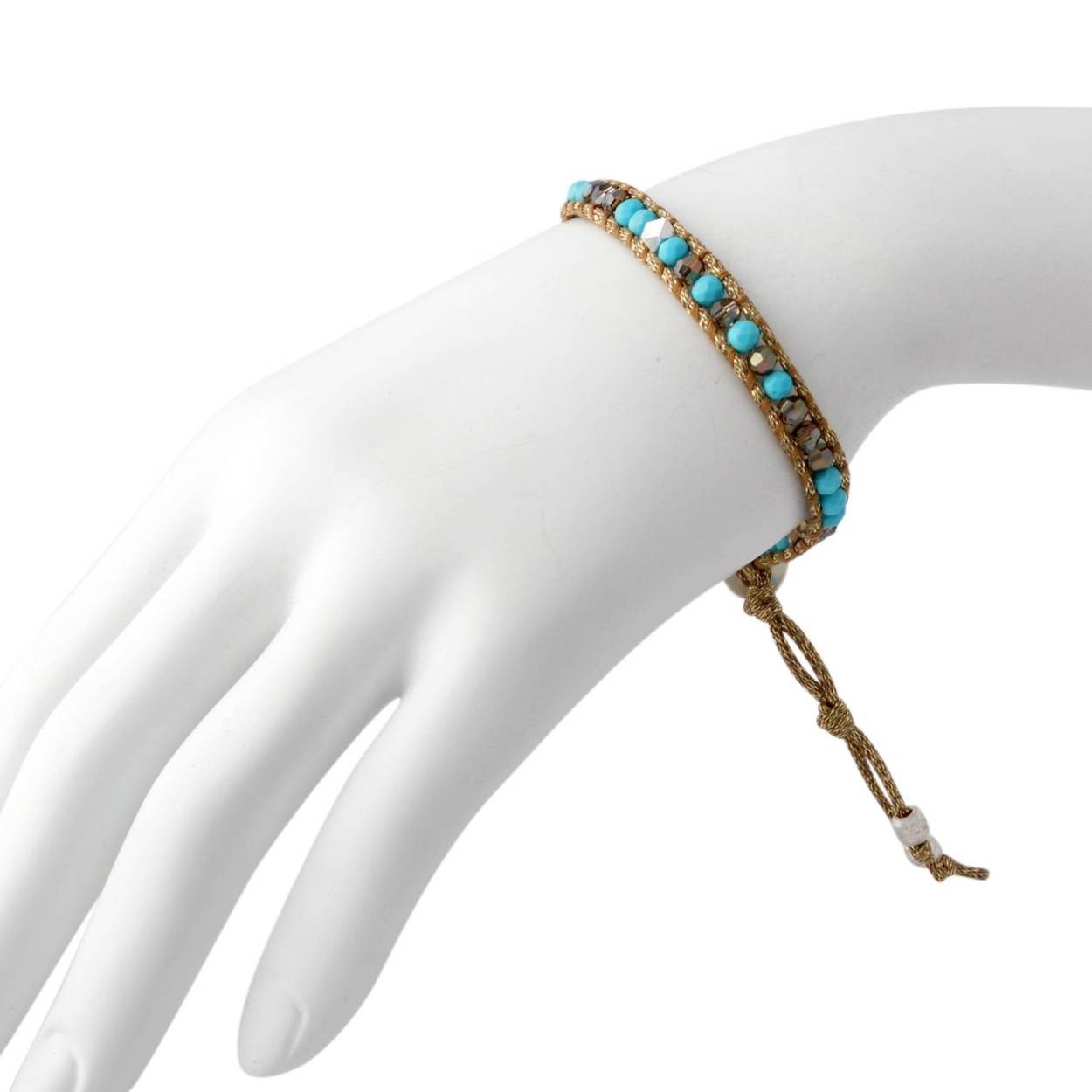 チャンルー CHAN LUU BS-5191 TQ MIX シルバー＆セミプレシャスストーン １連ラップ ブレスレット