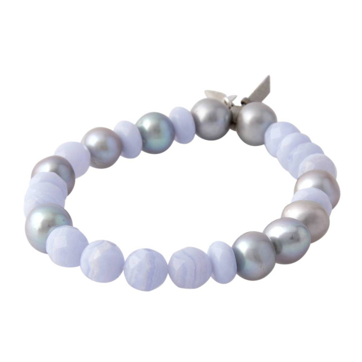 チャンルー CHAN LUU BS-5196 BL LAC AGT MIX  レザータッセル付 ストレッチ ブレスレット