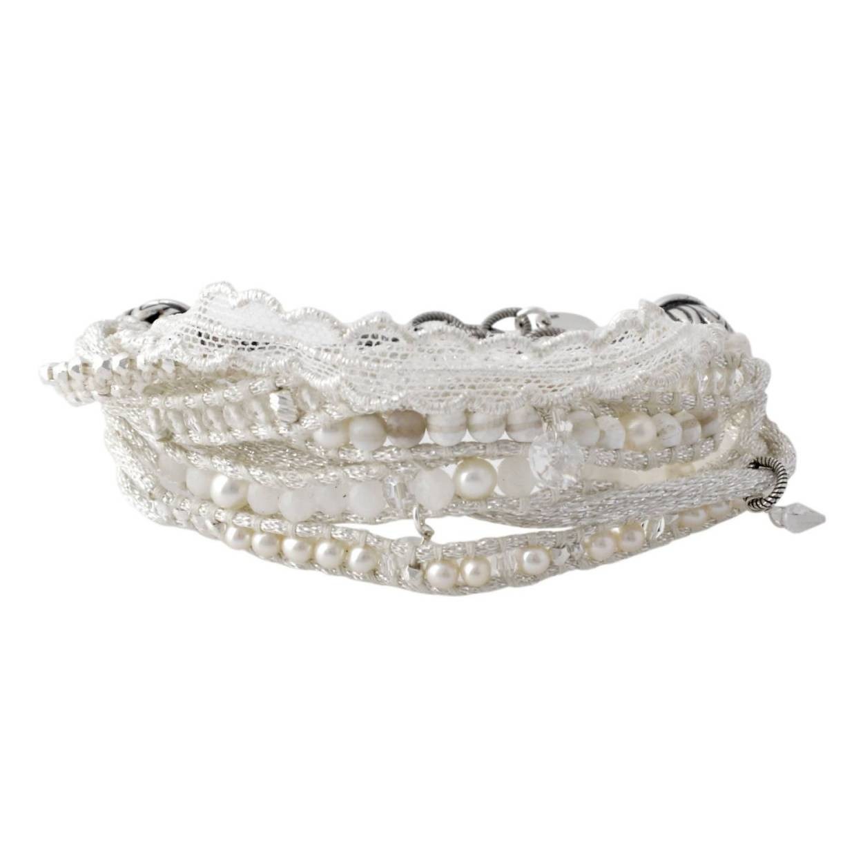 チャンルー CHAN LUU BS-5255 WH MIX セミプレシャスストーン＆パール＆レースミックス 7連 ブレスレット