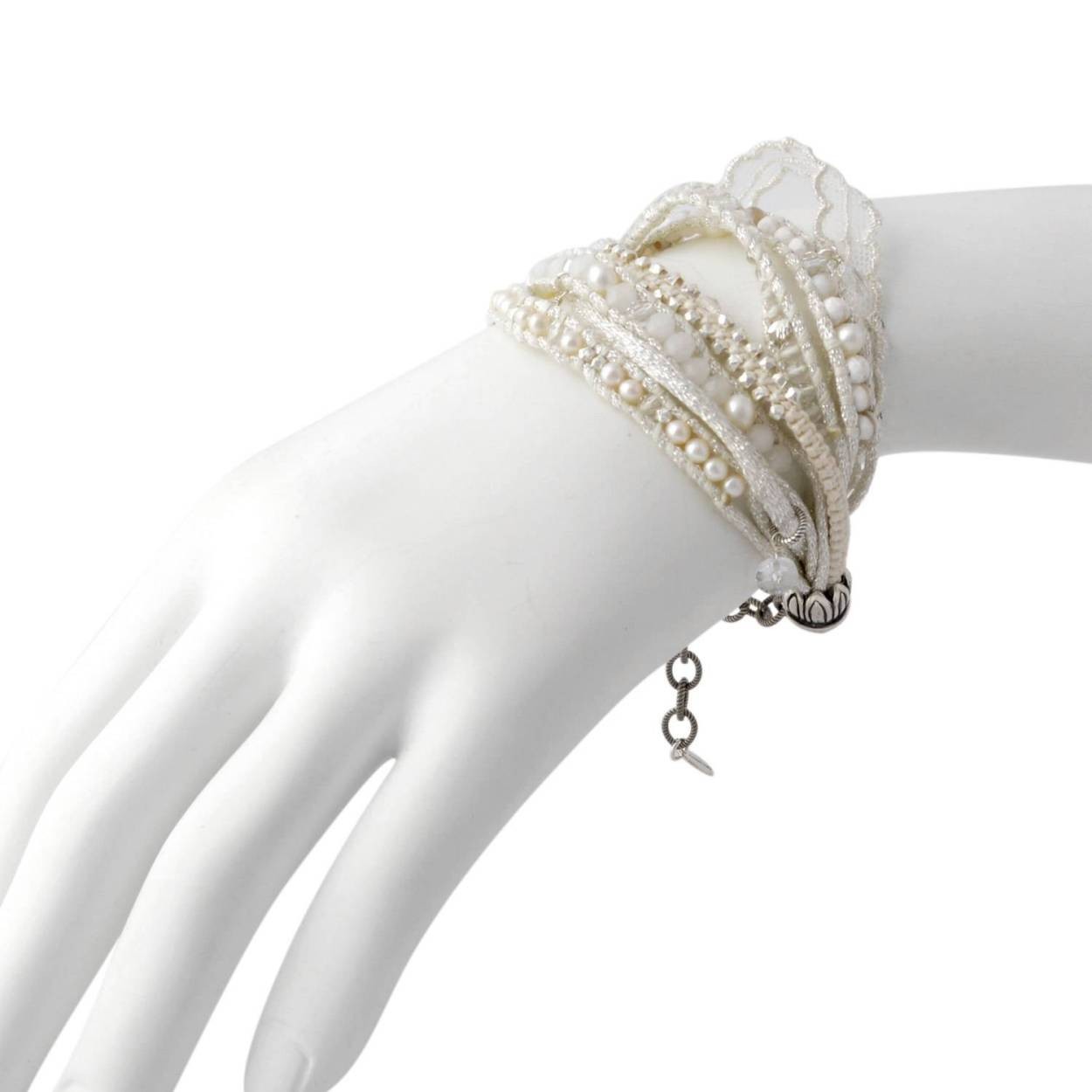 チャンルー CHAN LUU BS-5255 WH MIX セミプレシャスストーン＆パール＆レースミックス 7連 ブレスレット