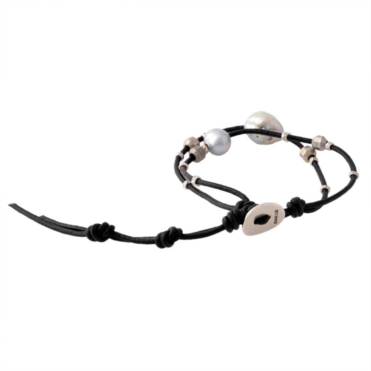 チャンルー CHAN LUU BS-5341 GRY PRL  フレッシュウォーターパール 2連 ブレスレット