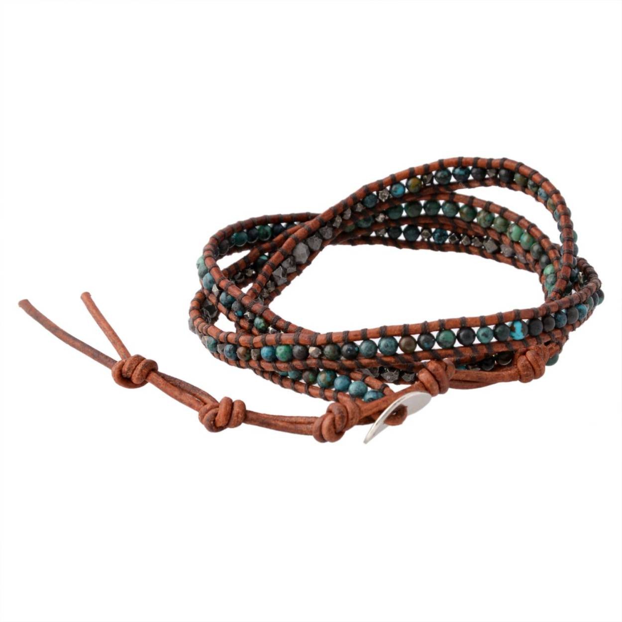 チャンルー CHAN LUU BSM-1653 CP TQ/N DK BRW セミプレシャスストーン メンズ 3連ラップ ブレスレット