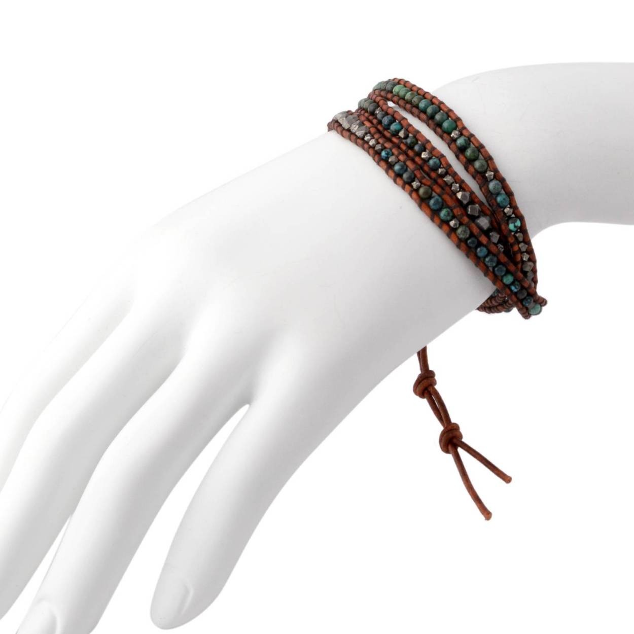 チャンルー CHAN LUU BSM-1653 CP TQ/N DK BRW セミプレシャスストーン メンズ 3連ラップ ブレスレット