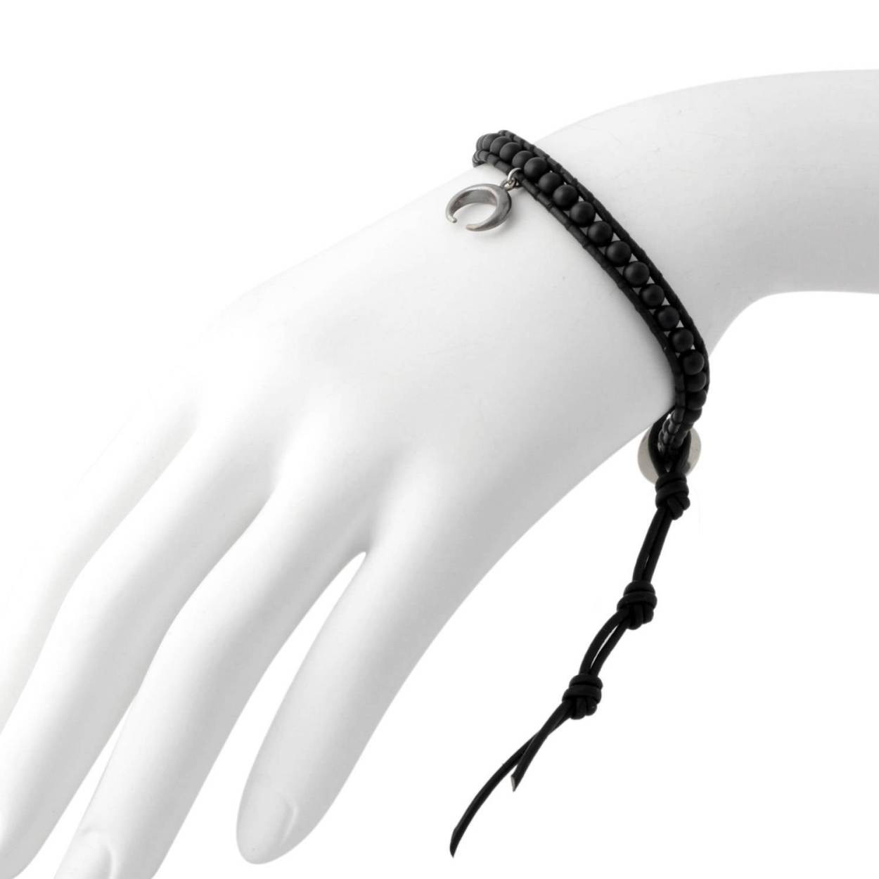 チャンルー CHAN LUU BSM-1654 MAT ONX/N BLK  ホーンチャーム付 メンズ 1連ラップ ブレスレット