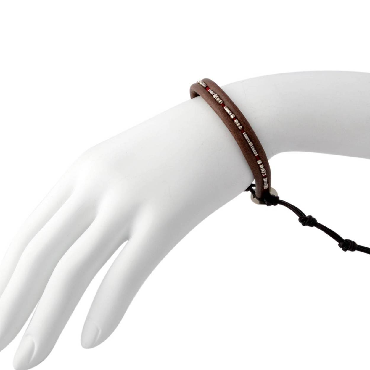 チャンルー CHAN LUU BSM-1656 STP BED/BRW ビーズ＆レザー メンズ １連ラップ ブレスレット