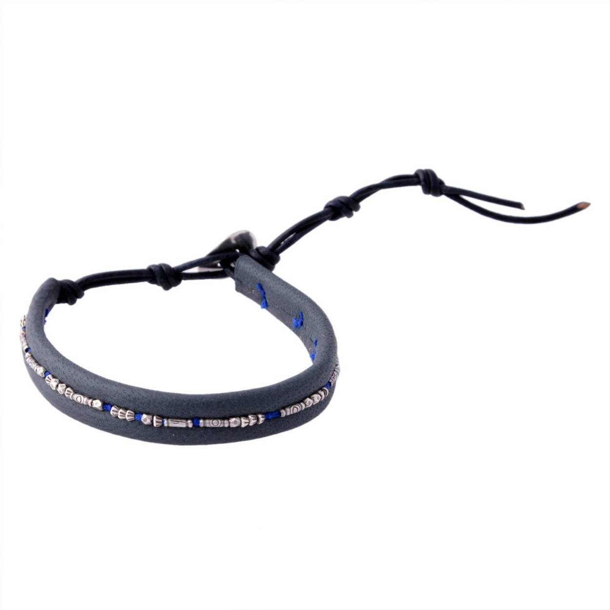 チャンルー CHAN LUU BSM-1656 STP BED/PWT ビーズ＆レザー メンズ １連ラップ ブレスレット