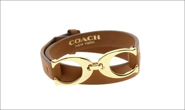 コーチ ≪取り寄せ商品≫ シグネーチャー金具 C リンク ダブルラップ 2重巻 ブレスレット レザー バングル 99792/GD/T2/B