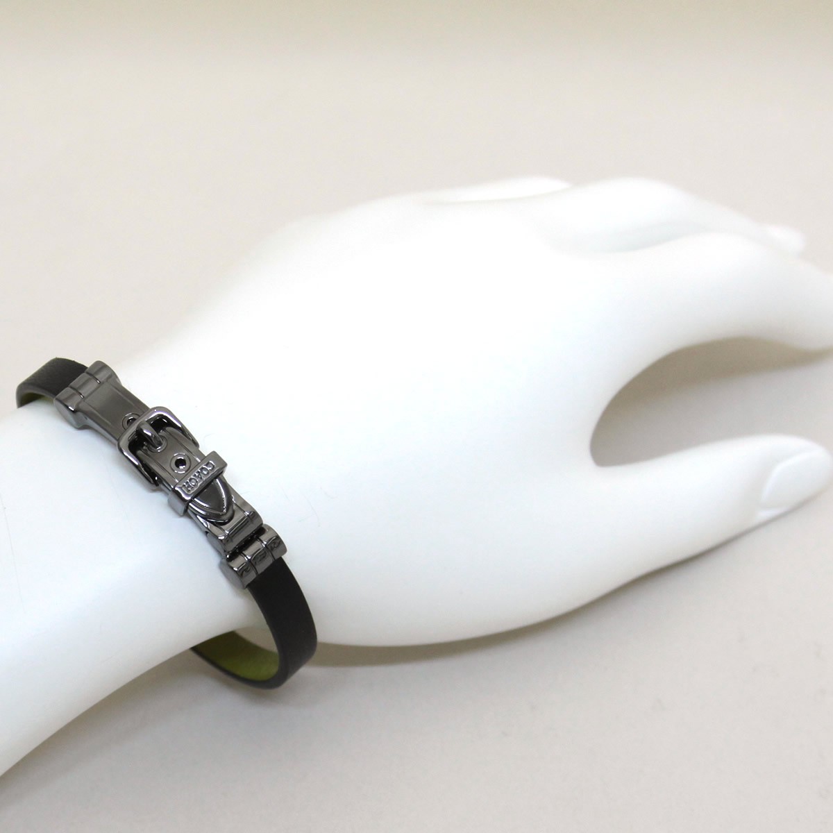 コーチ COACH 58438 Sv/Cornflower Denim (BKLCO) ツートーン グラブタン レザー バックル ブレスレット