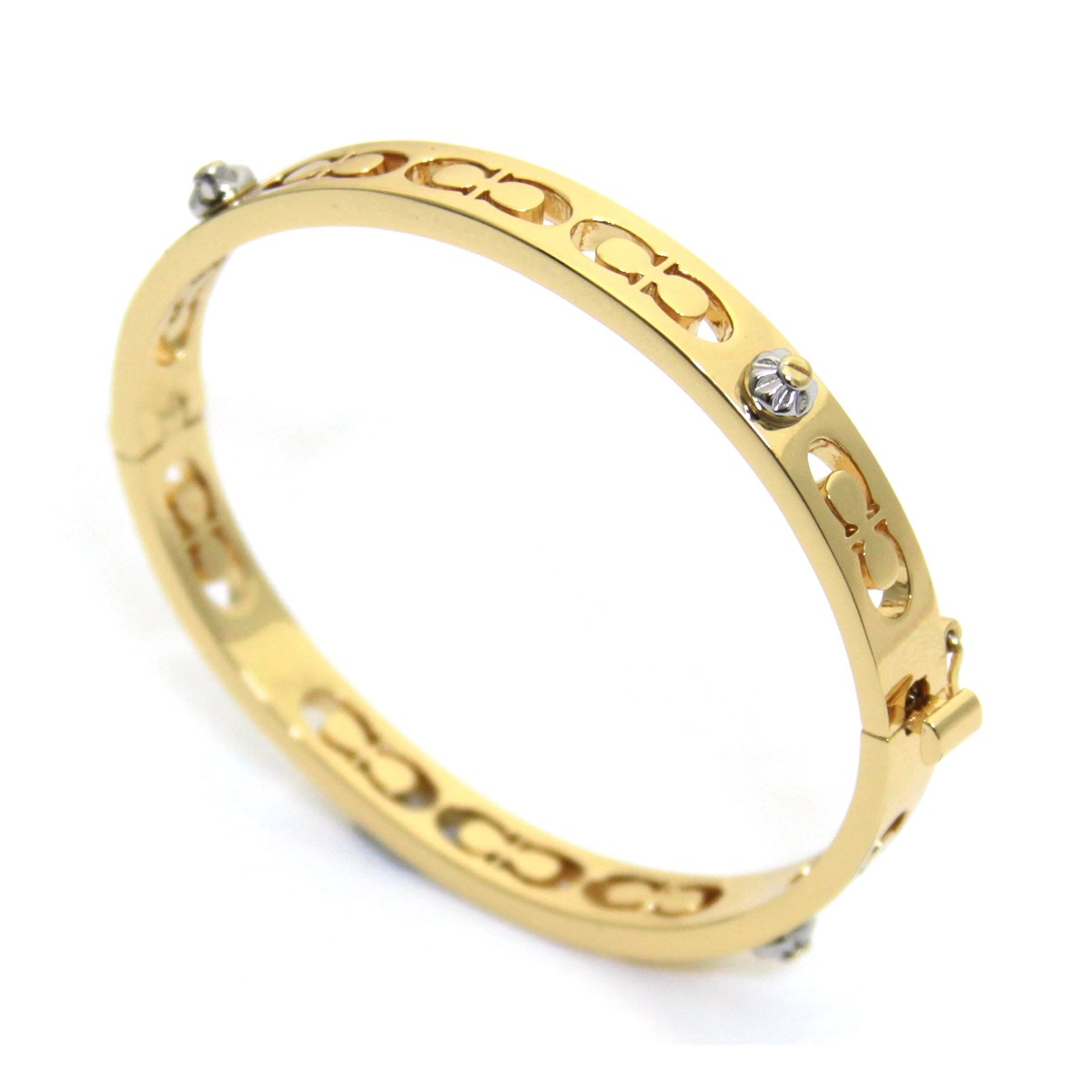 コーチ COACH 58926 Gold (GLD) デイジー リベット ピアスド キッシング C ヒンジド バングル ブレスレット