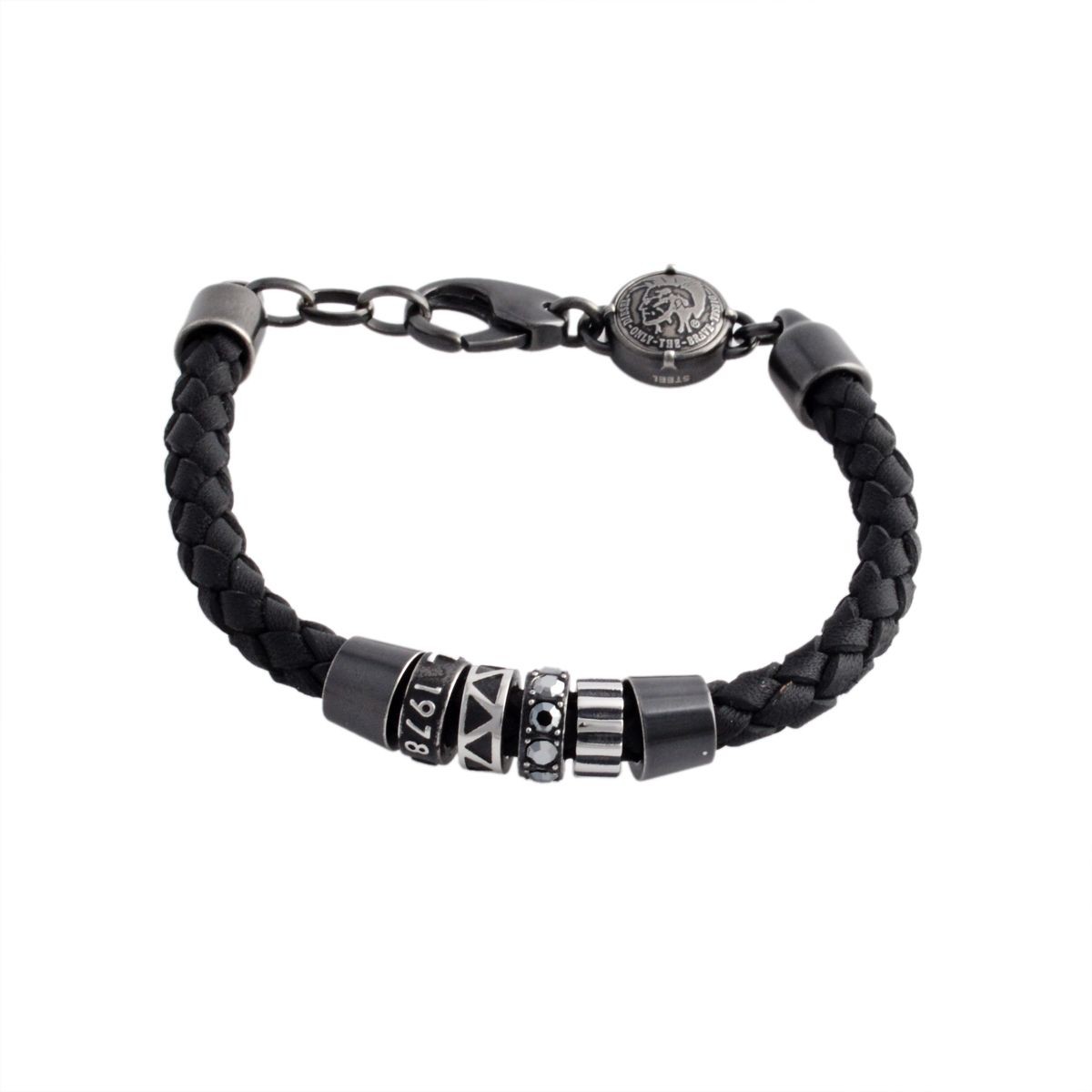 ディーゼル DIESEL DX0963001 ステンレススティール  編み込みレザー メンズ ブレスレット