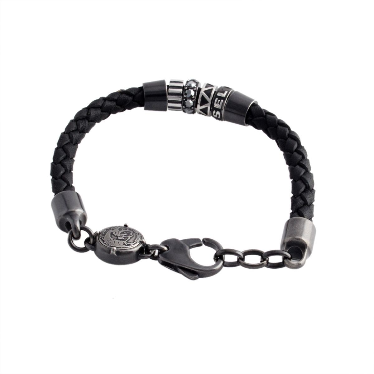 ディーゼル DIESEL DX0963001 ステンレススティール  編み込みレザー メンズ ブレスレット
