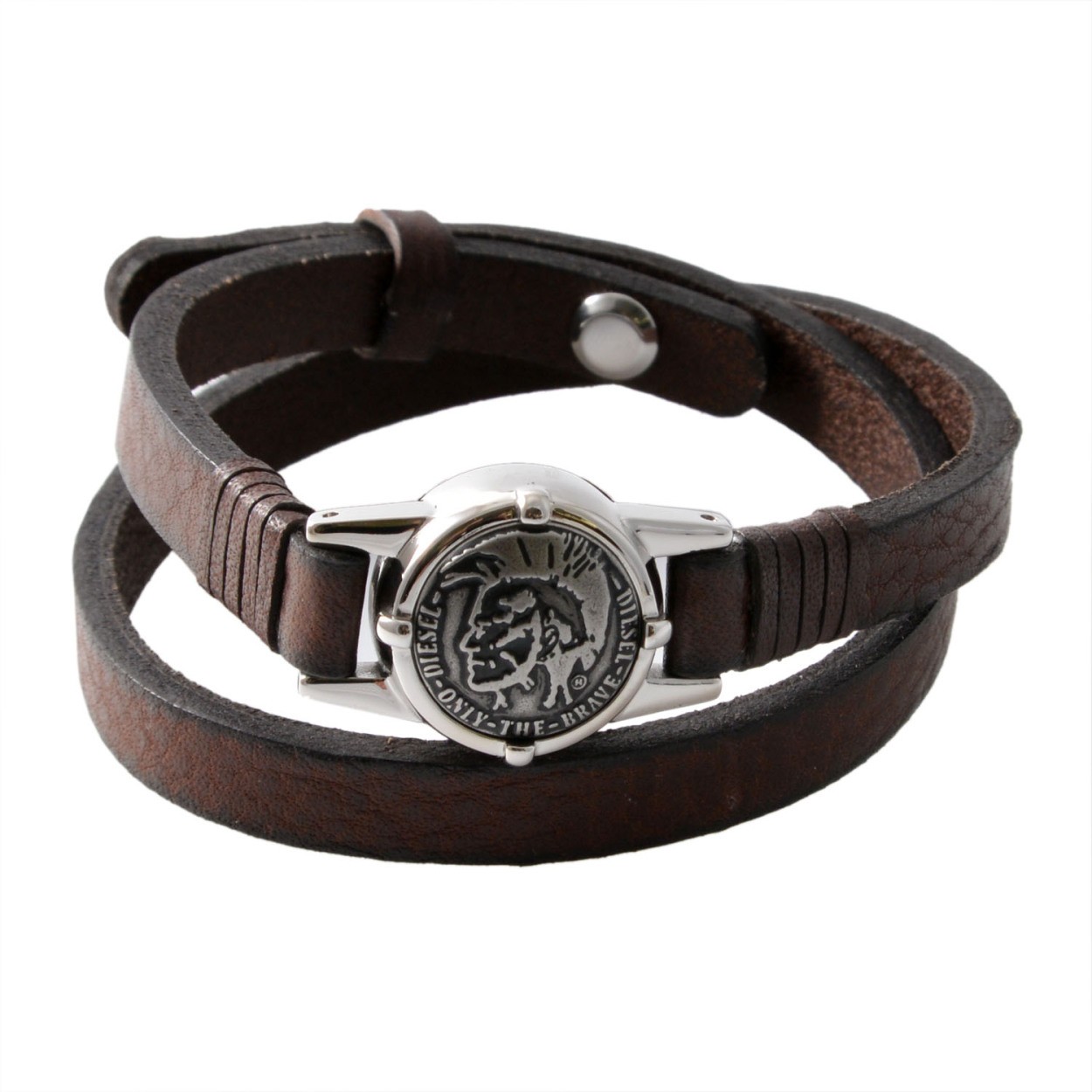 ディーゼル DIESEL DX1051040 レザー ラップ 2連 メンズ ブレスレット ブレイブマン（モヒカン）