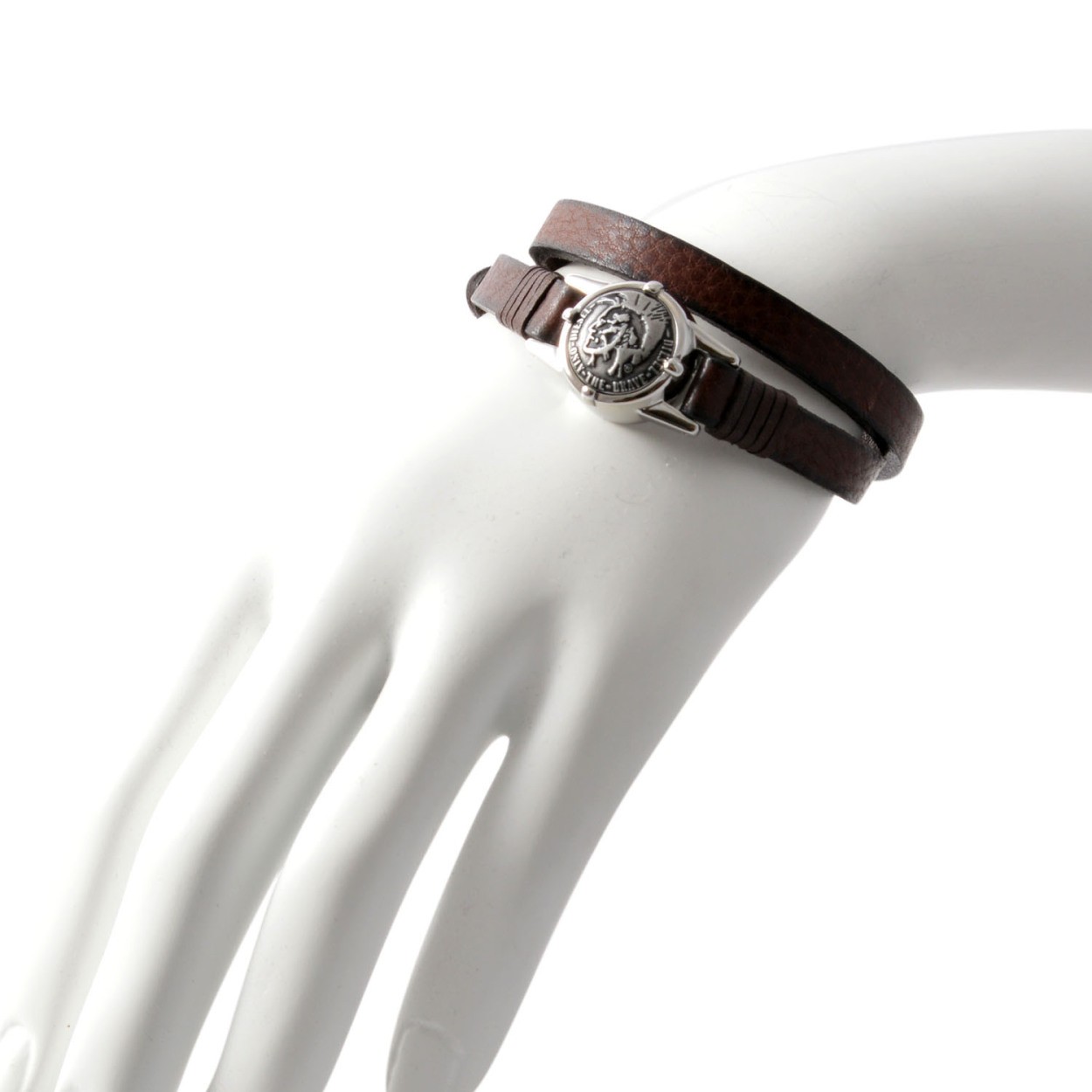 ディーゼル DIESEL DX1051040 レザー ラップ 2連 メンズ ブレスレット ブレイブマン（モヒカン）